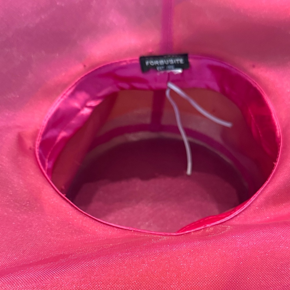 Elegant Pink and Orange Organza Wide-Brim Ladies Hat - Picture 5 of 7